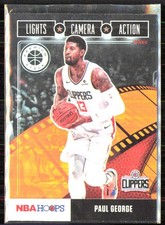 2019-20 Hoops Premium Stock #5 Paul George Lights Camera Action Holo