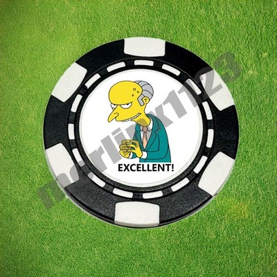 Mr. Burns Excellent! Simpsons Poker Chip Golf Ball Marker Card Guard