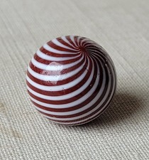  VERY RARE ANTIQUE HANDMADE GERMAN RED CLAMBROTH MARBLE 18 WHITE BANDS .94