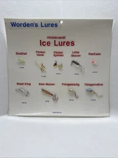 Vintage Worden’s Lures Hildebrandt Ice Lure Fishing Sample Board-Yakima Bait Co.