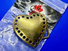 Heart Shaped w/ Hole Border Antique Brass NOS Tandy Laceable Belt Buckle
