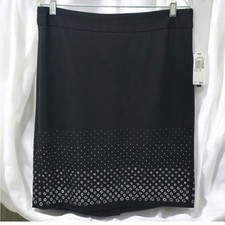NEW Grace Elements Skirt Woman Size 10 Black Silver Metallic Detail Career Wear