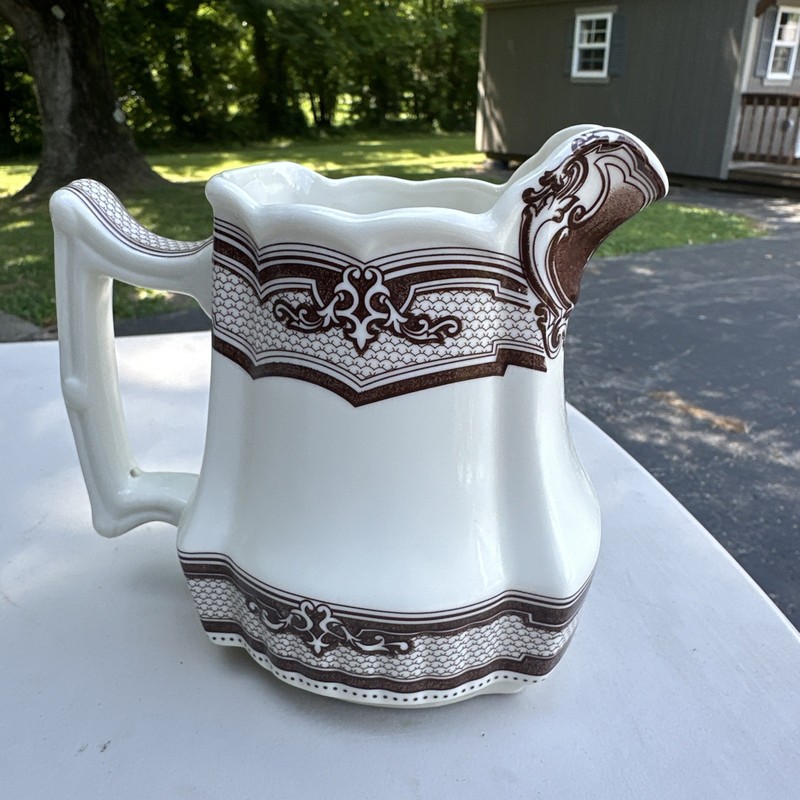Two's Company Brown And White Pint Pitcher Creamer
