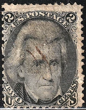 #93 US 2 CENT BLACK JACKSON-USED-N/G-FINE-VF-W/GRILL