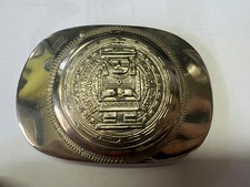 Vintage Sterling Silver 925 Mexico Aztec Calendar Belt Buckle 51.6g 3.25 x 2.4  