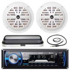 Pyle PLMRB29B Bluetooth USB Radio, Marine 6.5" Speakers, Antenna, Radio Cover
