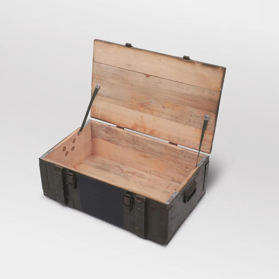 Armario militar - Baúl de madera estilo vintage rústico del ejército, granada de munición... Foto 3 de 4