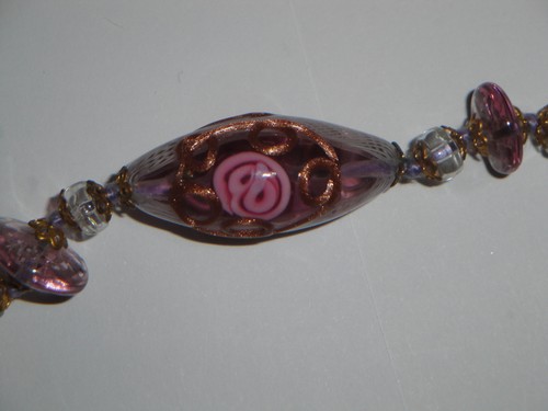 Collana antica vintage con grandi ovali in vetro rosa di MURANO originale 100% - Foto 4 di 11