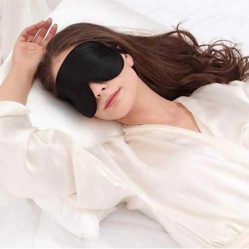 Maschera per dormire in seta naturale orso dell'Alaska, benda, maschera occhi super liscia una cinghia - Foto 3 di 7