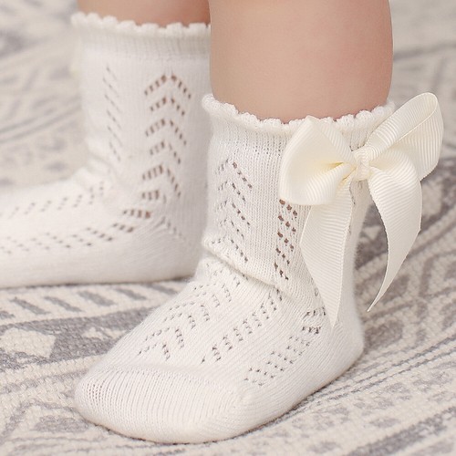 Baby Girls Socks Ankle Socks Spanish Romany Bobble Ribbon Cotton Sock New - Picture 12 of 20