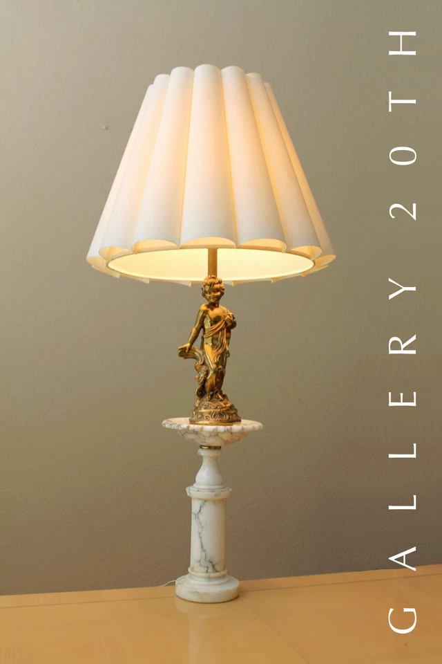 ¡VINTAGE! ¡LÁMPARA DE MÁRMOL QUERUBÍN ROCOCÓ FREDERICK COOPER! ARTE BARROCO PARZINGER AÑOS 50 Foto 4 de 4