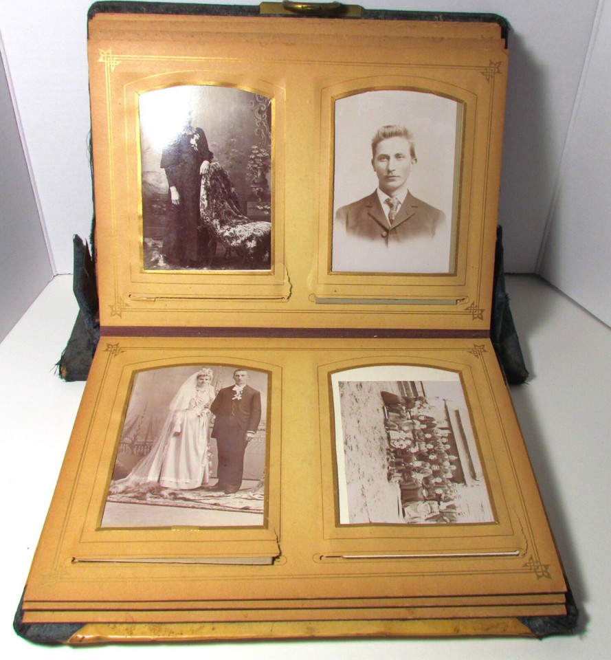 ANTIQUE TABLETOP PHOTO ALBUM WITH 44 CDVs AND PHOTOS eBay