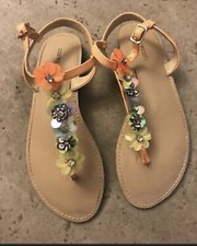Crewcuts Girls Embellished T Strap Sandals K4 Neon Cantaloupe