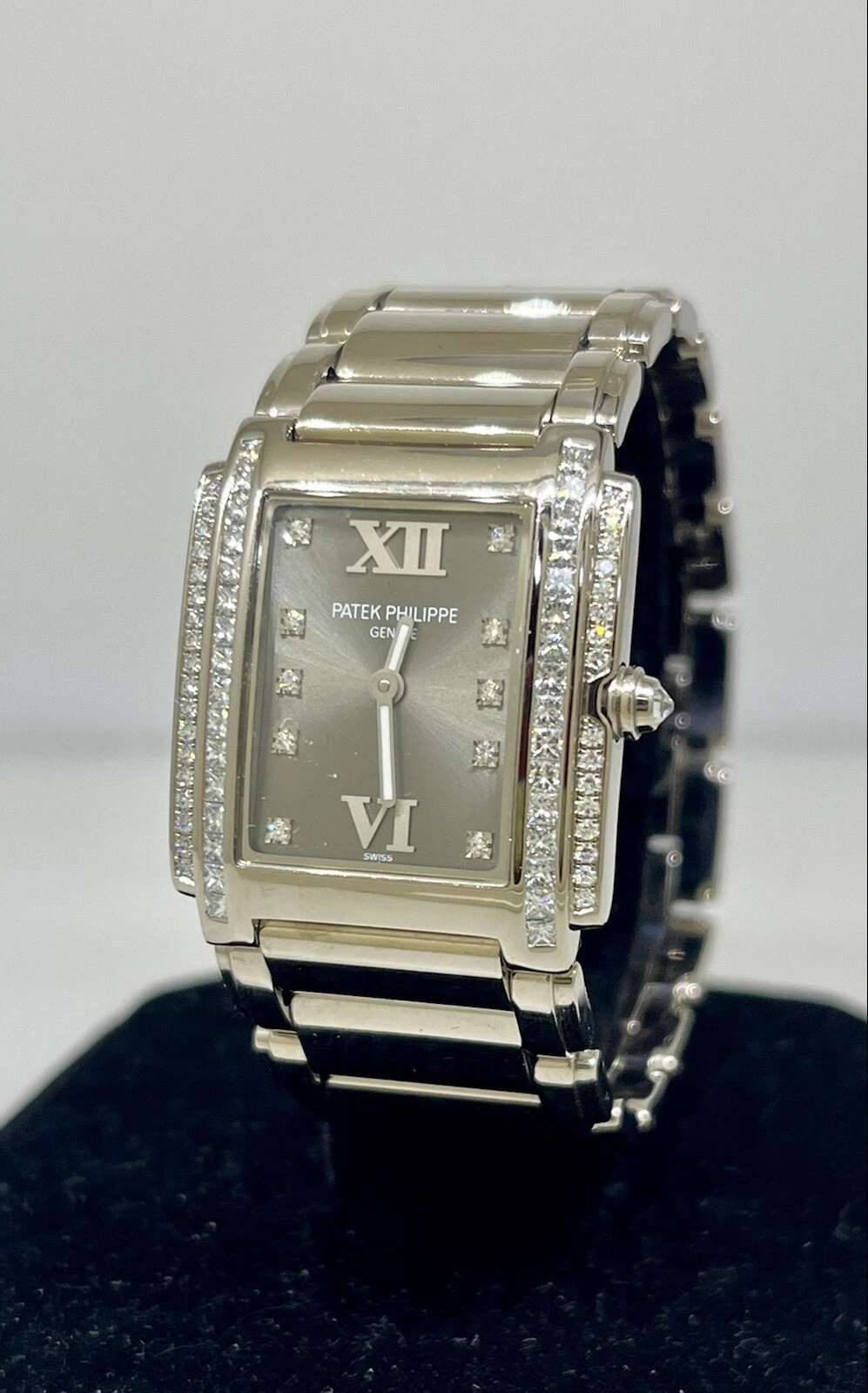 Patek Philippe — Patek Phillipe Venti 4 Oro Bianco Grigio Quadrante Diamante Donna Con Scatola