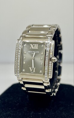 Patek Phillipe Twenty 4 White Gold Gray Dial Diamond Ladies With Box & Papers!!!