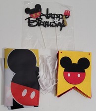 Mickey Mouse Birthday Party Background, Banner, and Cake Decor