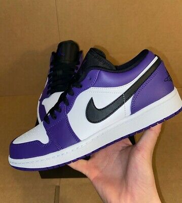 Nike Air Jordan 1 Low Court Purple White Black Size 8 9 17 18 Mens 500 Ebay