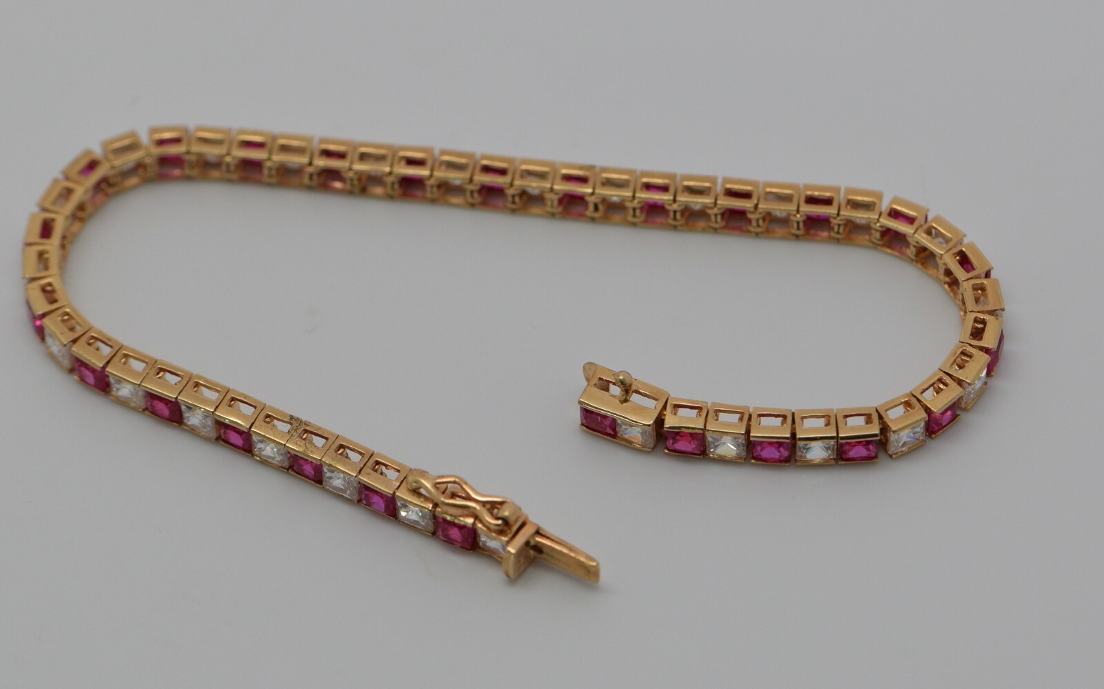 14K Yellow Gold Cubic Zirconia and Synthetic Ruby… - image 7