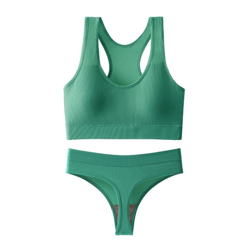 Damen-Unterwäsche-Set nahtlos gerippt hochtaillierte Slips Unterhose mit Sport-BH - Bild 5 von 68
