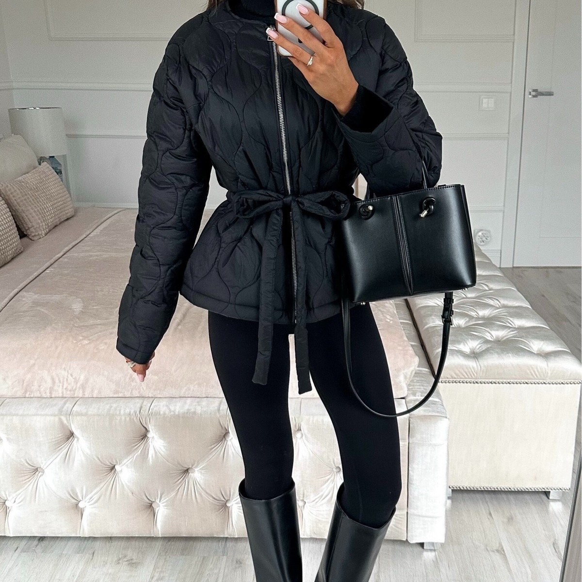Veste Matelassée H&M En Simili Cuir Noir - Taille 10 - Neuf Sans étiquettes (NWOT)