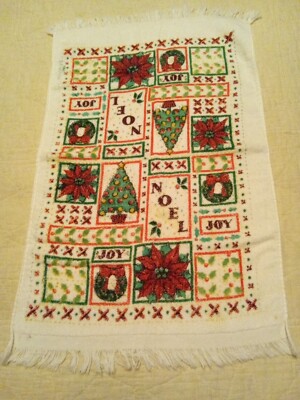 Vintage Christmas Kitchen Towel 1990s Joy & Noel 