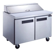 DUKERS DSP60-16-S2, 2-Door 60" SANDWICH PREP 16 OF 1/6 PANS ON TOP REFRIGERATOR
