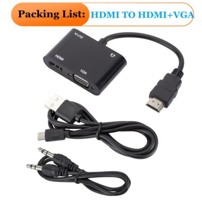 HDMI To HDMI VGA Audio Video Adapter Display Splitter For PC Laptop Projector