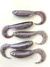 5.4" WHIP WAD soft plastic Swimbaits-Silver Gray w/reflections of purple 5ea