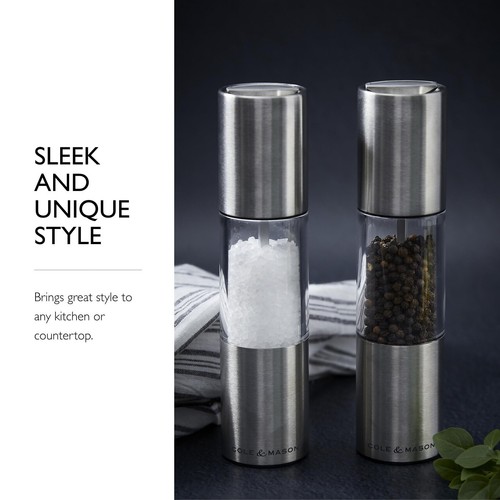 Salt & Pepper Grinder Set - Refillable Spice Mills - Salt Mill with Diamond Cut - Picture 3 of 7