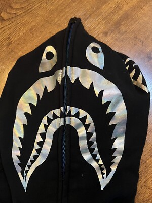 A Bathing Ape Shark Hoodie Black & Metallic Size Large | eBay