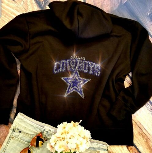 New  Dallas Cowboys XL Unisex Zip Up Rhinestone Jacket Hoodie  for women  - Afbeelding 1 van 6