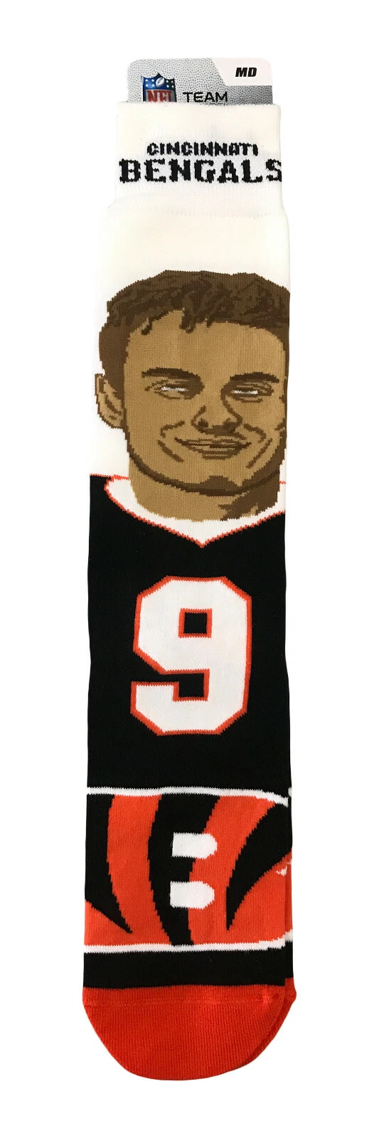 NEW! Joe Burrow #9 Cincinnati Bengals football Medium Crew Socks Fits 5-10