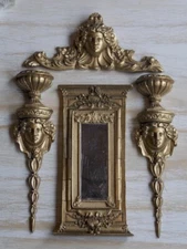 Dolls house Ornate Style Tall Mirror Wall Sconces & Pediment  1 / 12 Th Scale