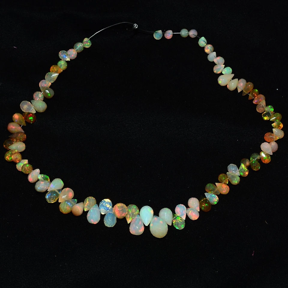 80 Pcs Natural Gemstones Ethiopian Opal Super Electric Fire Drillled Briolettes - Image 3 of 4