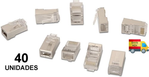 LOTE CONECTORES RJ45 CON BLINDADO PARA RED ENVIO HOY |
