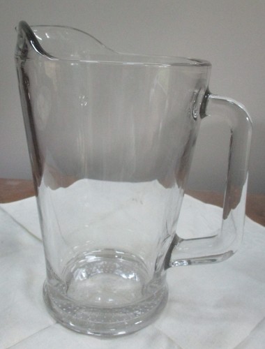 Vintage Clear Glass Pitcher  -  Heavy - Interesting Bottom