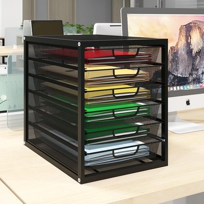Mesh Desk Organizer with 6 Tier Sliding Drawers, Paper Sorter, Multi-Function...
