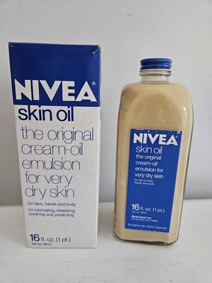 Vintage Nivea Skin Oil Original Cream-Oil For Dry Skin Glass Bottle New In Box 