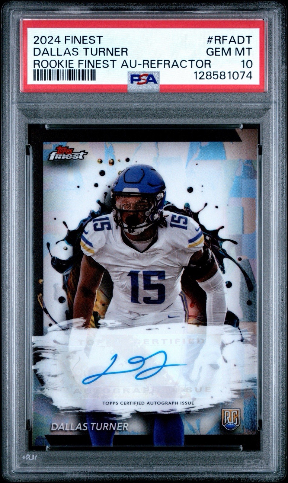2024 Topps Finest - Rookie Finest Autographs Dallas Turner #RFA-DT Ref Psa 10