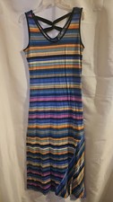 Womens Size Small Multicolor Striped Sleeveless Maxi Dress