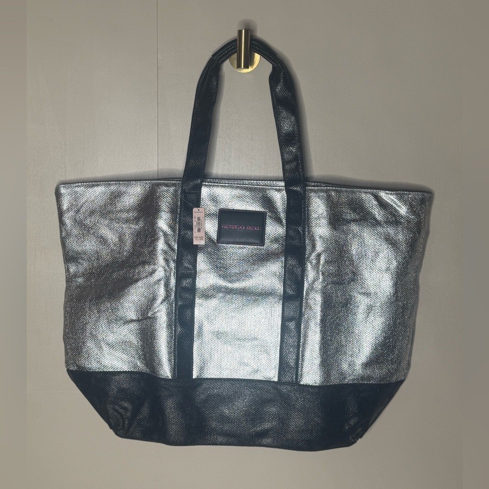 Victoria's Secret Metallic Silver Tote Bag NWT