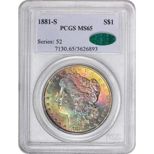 1881 S Morgan Silver Dollar PCGS MS-65 CAC - Monster Color Toning
