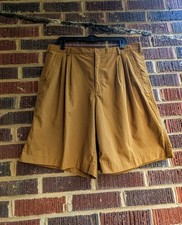 Vintage Le Coq Sportif Mens Shorts- Golden Brown-Front Pleats-Logo Sz 36