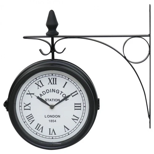 Retro Double-Sided Wall Clock Paddington Station Hanging Bracket Indoor Outdoor