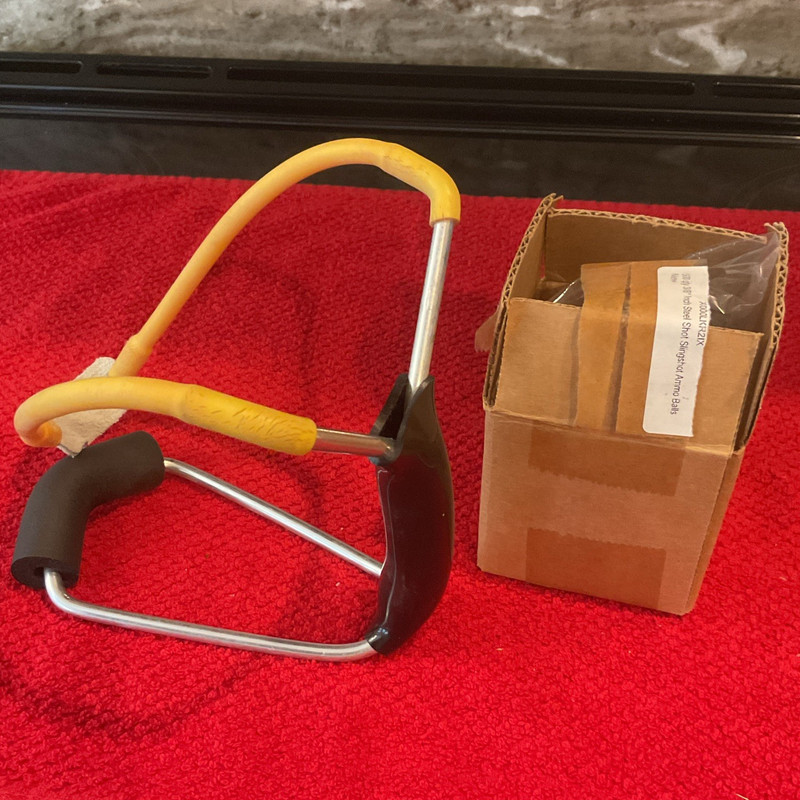Steel Frame Catapult Slingshot with 500 3/8 Inch Steel Ammo Balls for Hunting