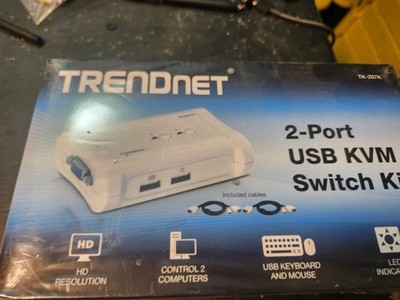 TRENDnet TK-207K  2-Port USB KVM Switch Kit with Cables Brand New Sealed In Box