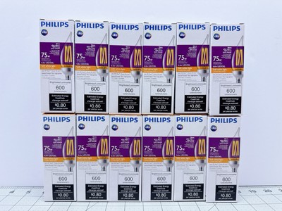 12 Philips 75W (6.6w) BA11 LED Bent Tip Filament Bulb E12 Base 22-2700K Dimmable