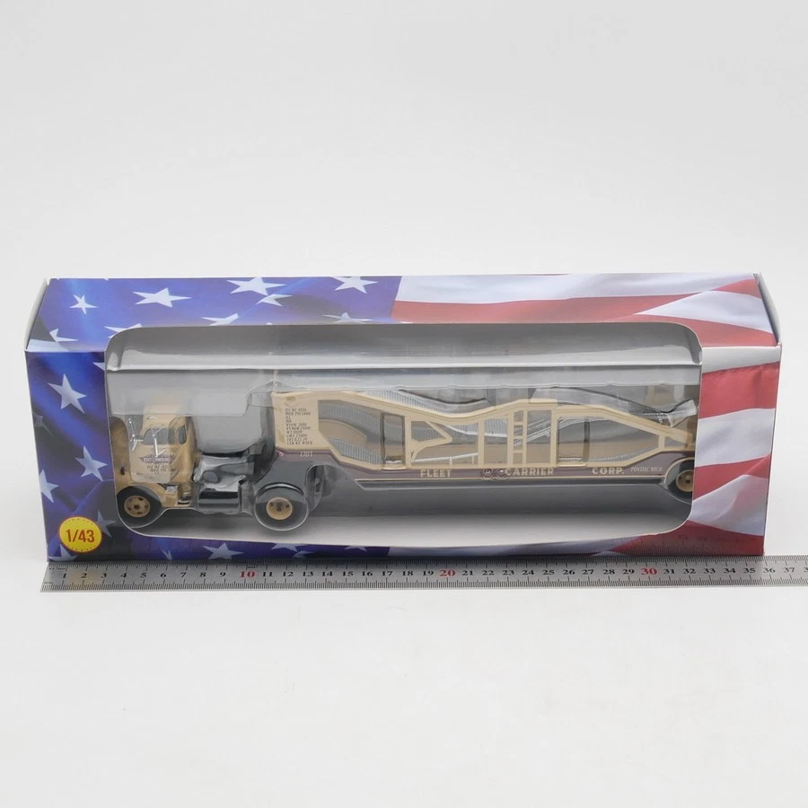 Transportador de vehículos GMC COE 1:43 con remolque - Modelo de camión fundido a presión de aleación Foto 2 de 4