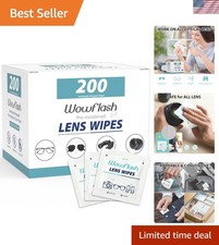 Portable Lens Cleaning Wipes - 200 Count Pre-Moistened for Quick Effective Use