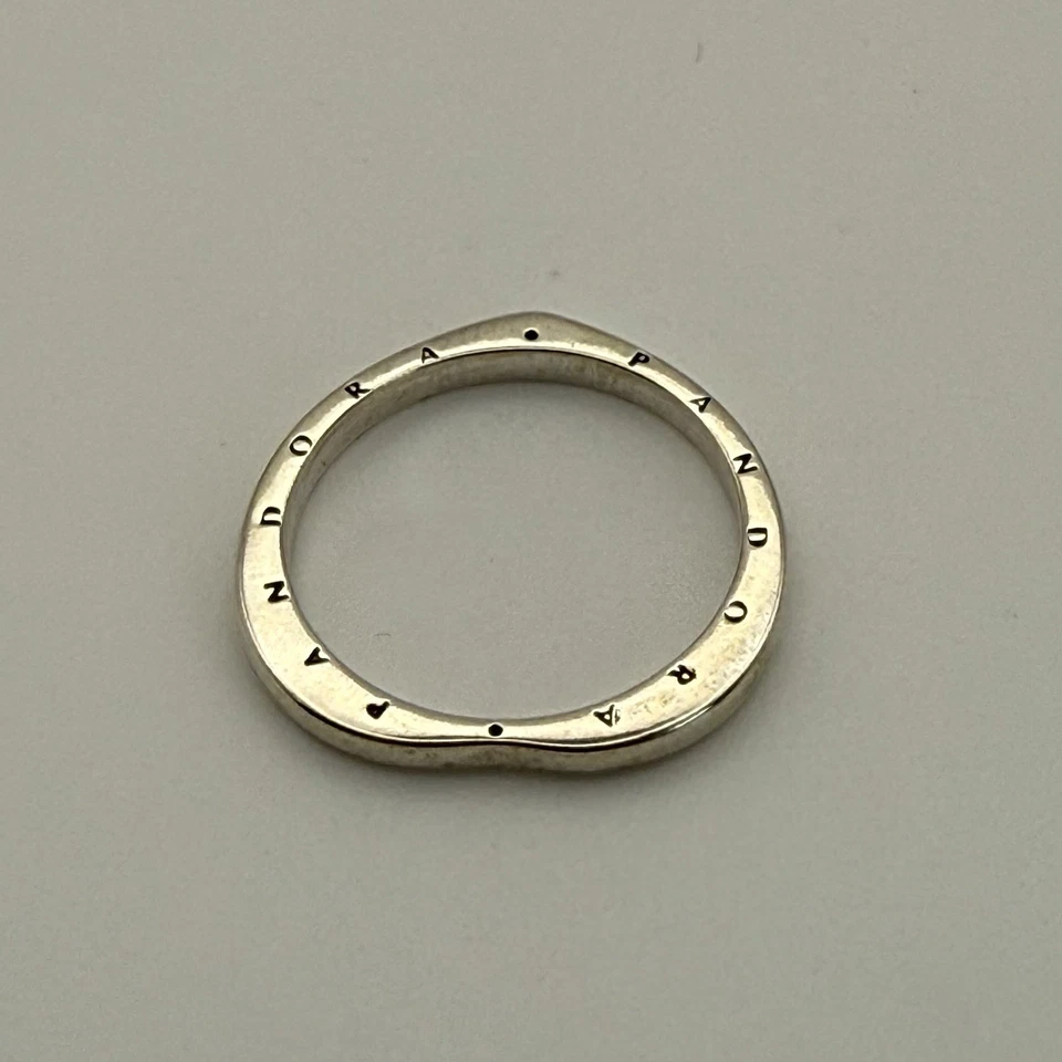Pandora Logo Ring Sterling Silver S925 ALE Size 58 UK Q Minimalist Band - Image 3 of 4
